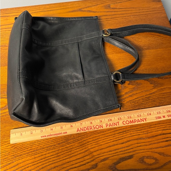 Margot Newyork Black Leather Purse ~ 100% Leather 14”W x 11”T - Picture 6 of 15